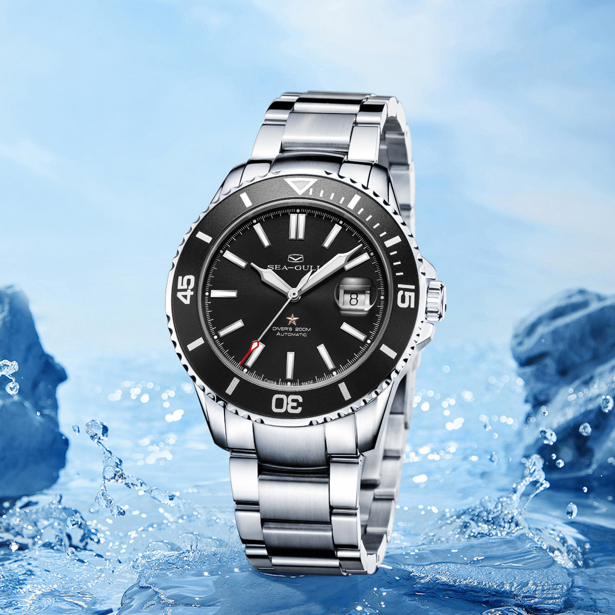 Ocean Series 200m Waterproof Magnified Date Window Dive Watch 44mm