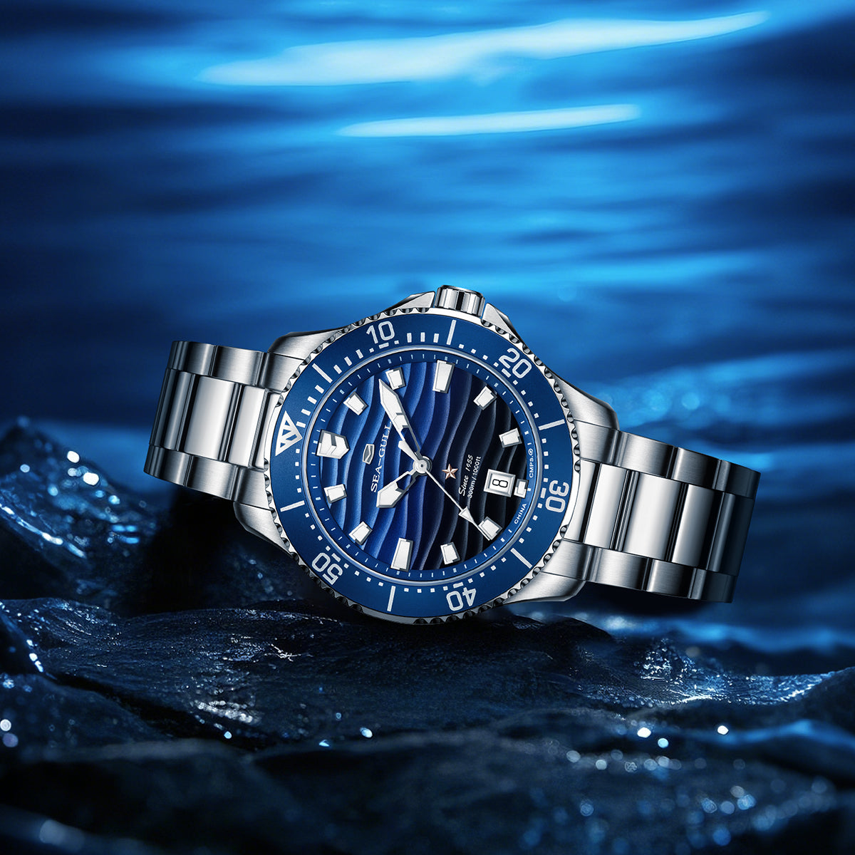 Seagull Ocean Series Pro 300m Waterproof Gradient Wave-textured