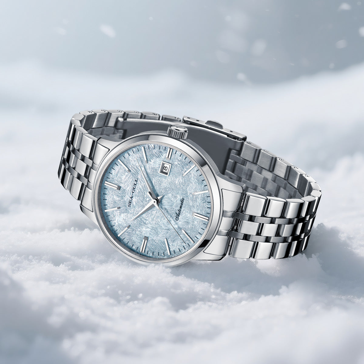 メル Seagull Cedar Dial Calendar Couple Watch Mechanical Dress Watch 6182
