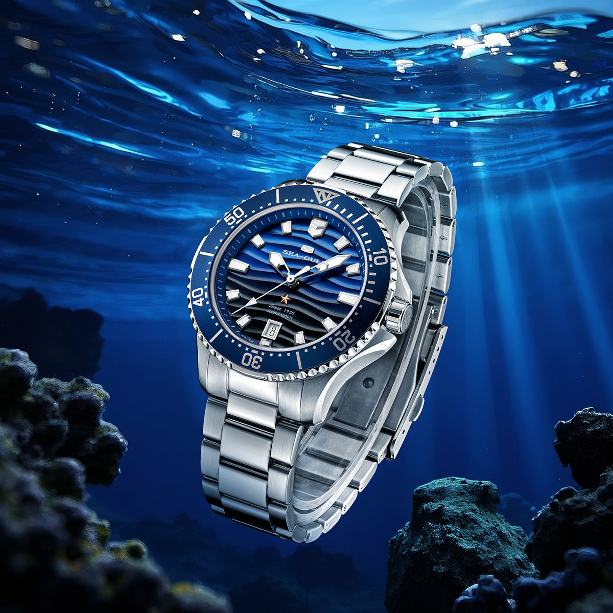 Seagull Ocean Series Pro 300m Waterproof Gradient Wave-textured