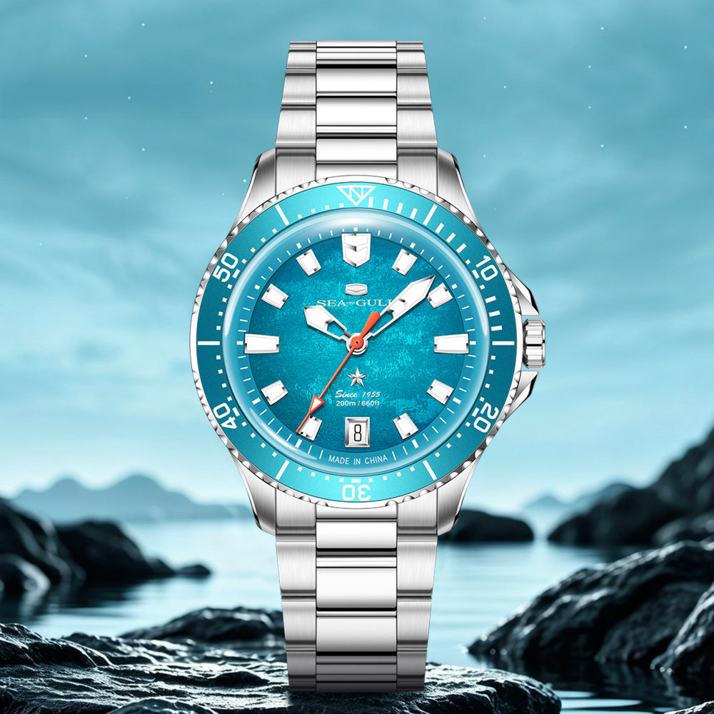 Ocean Series 200m Metallic Gradient Dial Calendar Dive Watch 39mm