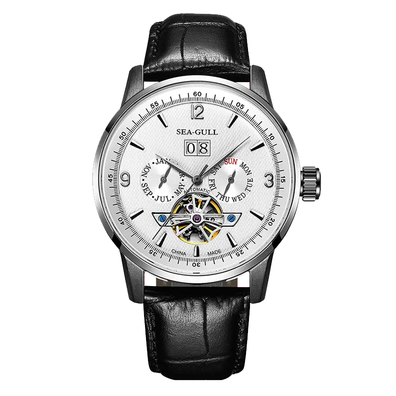 Multifunctional Full Calendar Date Day Display Open Heart Dress Watch 43mm