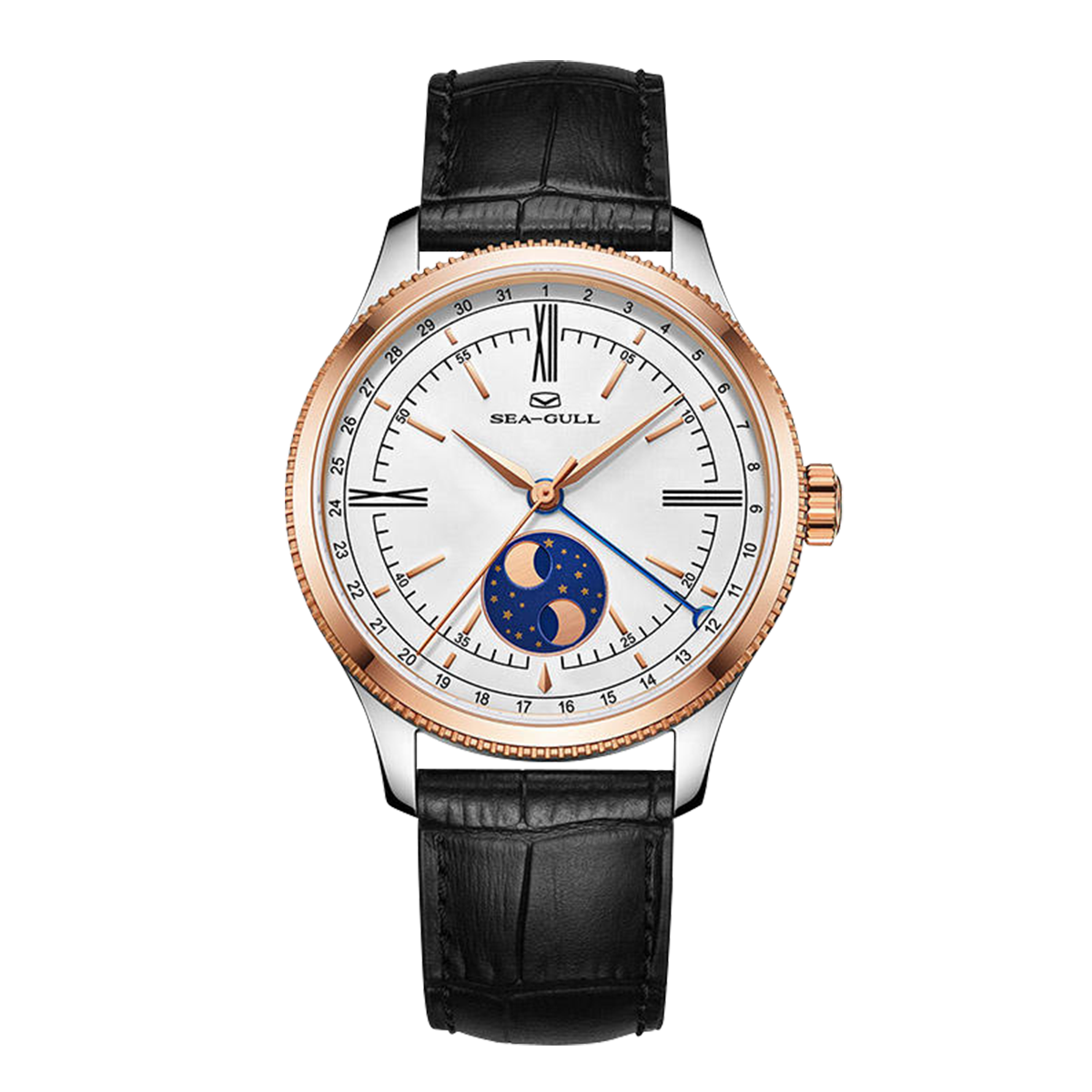 Dual Moon Phases Calendar Business Leisure Watch 41mm