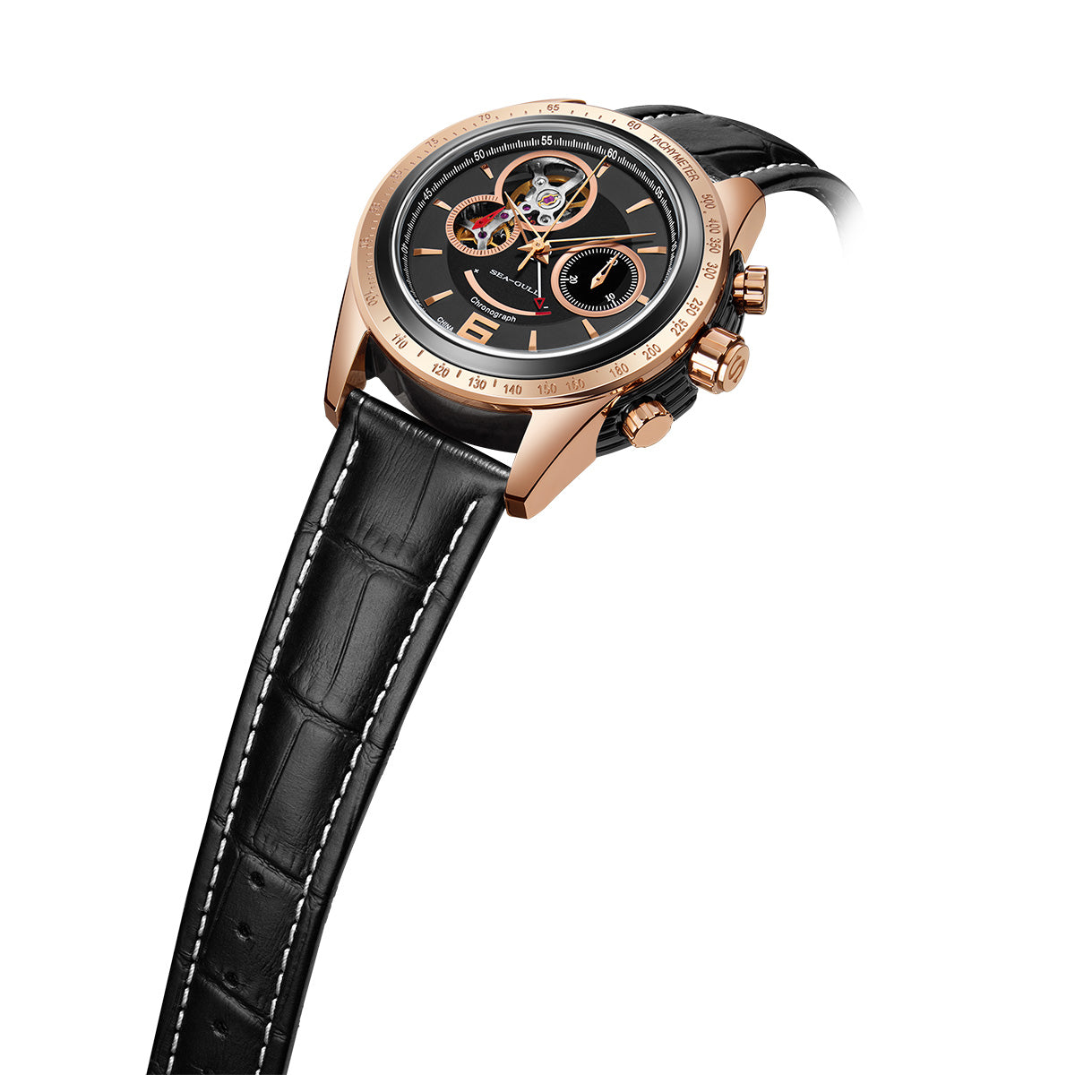 BOLYTE Herenhorloge, automatisch, mechanisch, analoog, Seagull-uurwerk, automatische datumweergave, gangreserve-weergave, roestvrijstalen band, zakelijk polshorloge, zilverkleuren/wit, armband