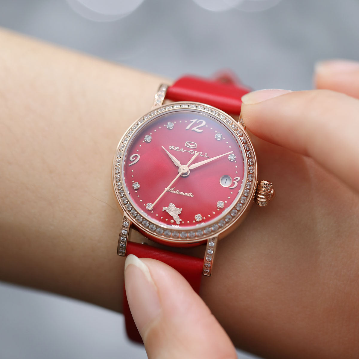 Seagull Seagull Year Of Horse Special Edition Diamond Set Lady Dress Watch 27mm On The Wrist