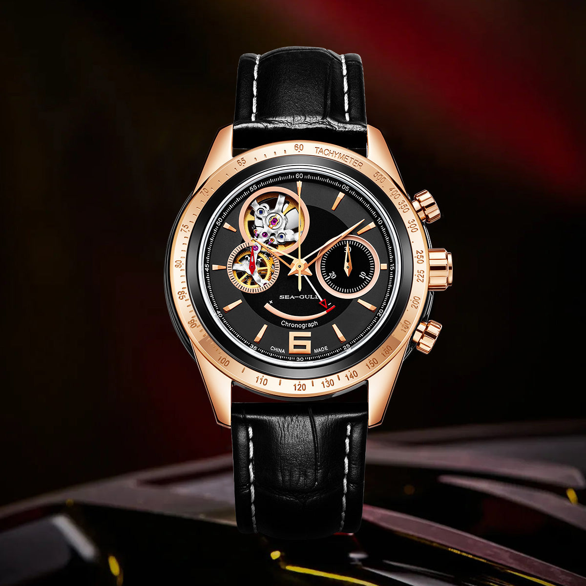 Seagull Racing Style Power Reserve Indicator Tachymeter