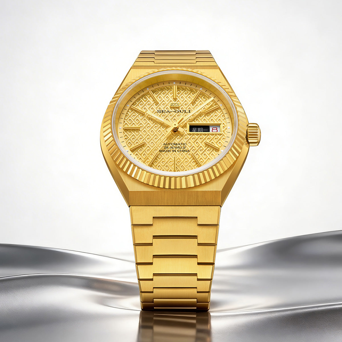 Ancient Cloud Motif Dial Date-day Calender Reissue Automatic Dress Watch 38mm