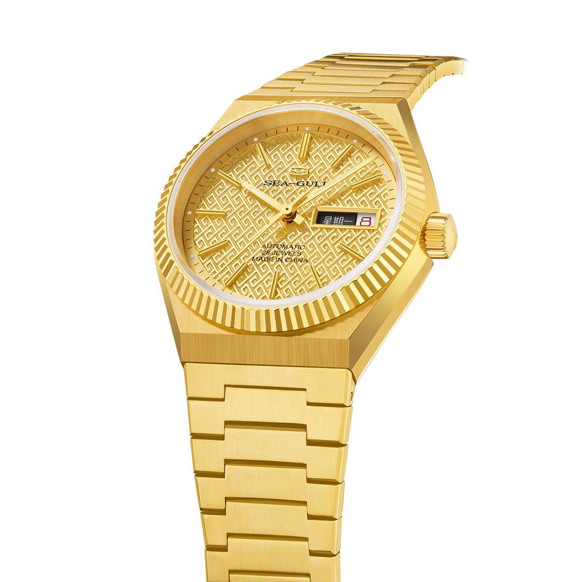 Ancient Cloud Motif Dial Date-day Calender Reissue Automatic Dress Watch 38mm