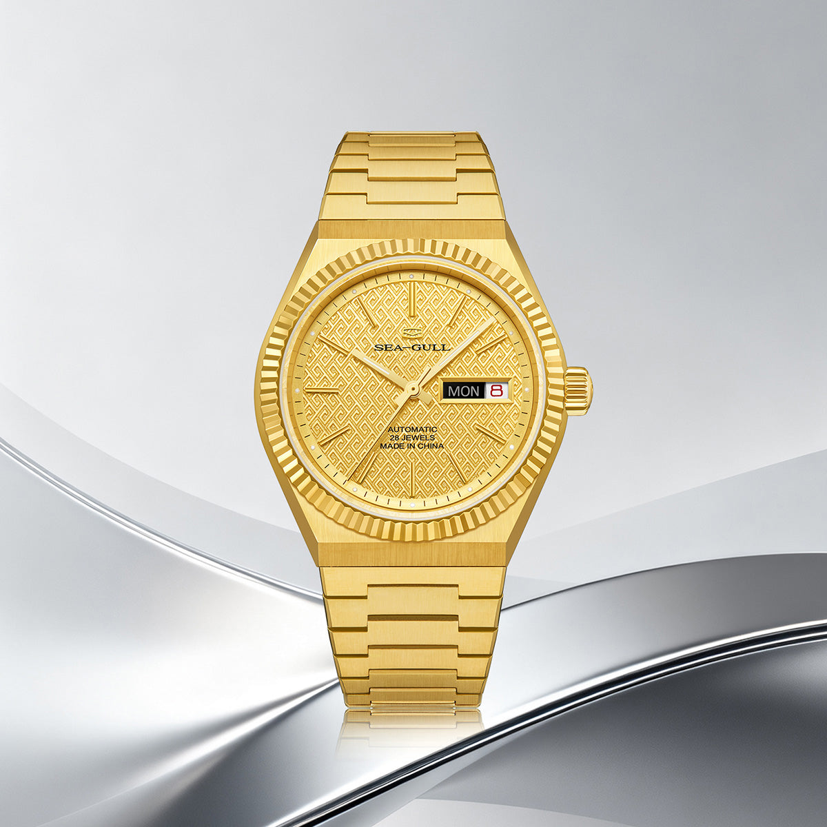 Ancient Cloud Motif Dial Date-day Calender Reissue Automatic Dress Watch 38mm