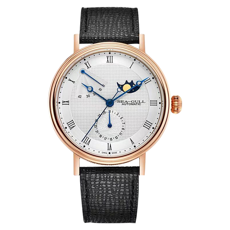 Moon Phase Calendar Power Reserve Indicator Business Watch 41mm