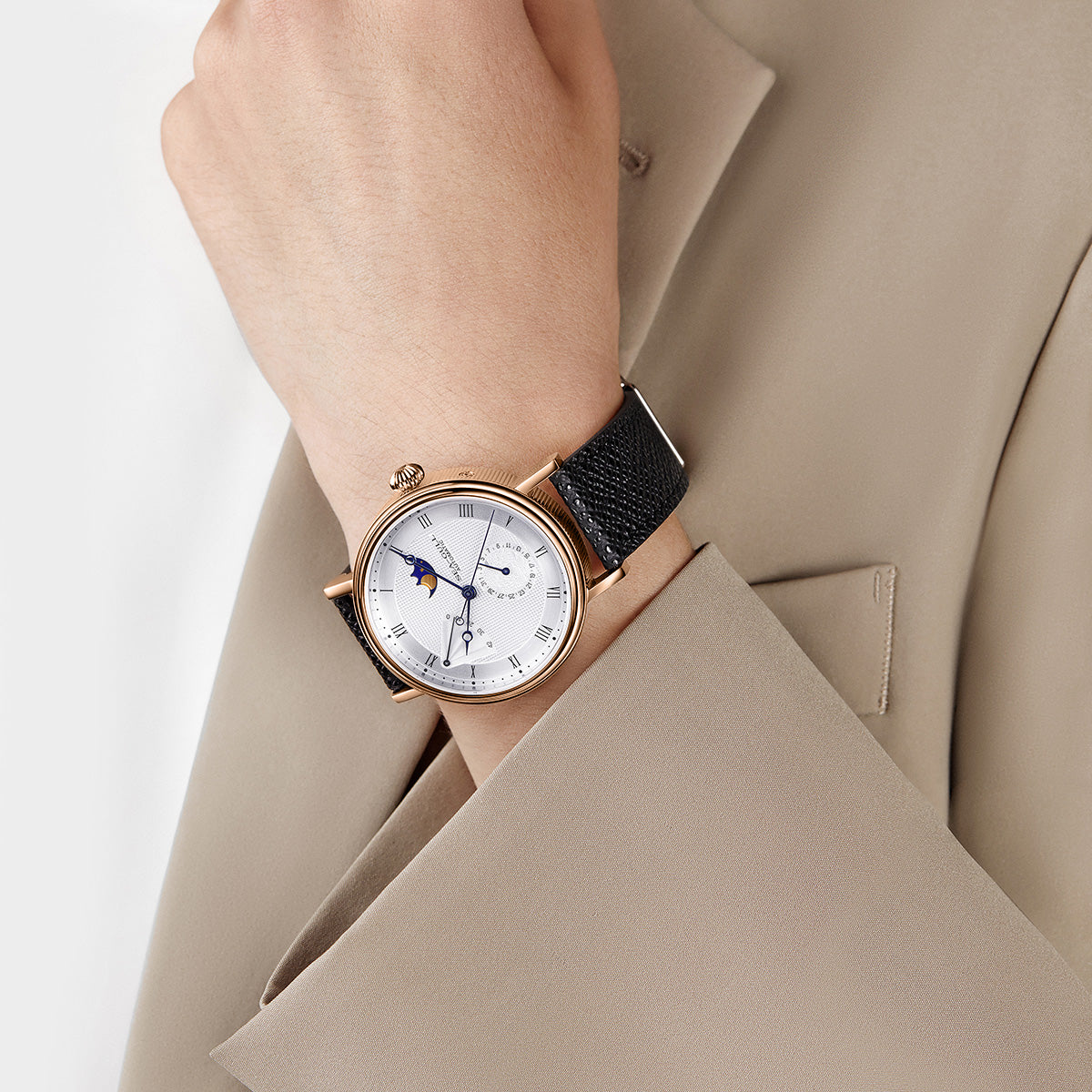 Moon Phase Calendar Power Reserve Indicator Business Watch 41mm