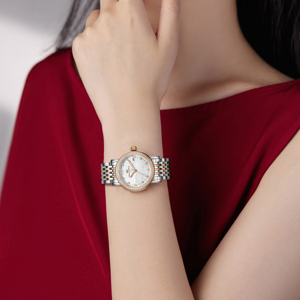 Seagull Flower Small Dial Womens Automatic Mechanical Watch 1074L White/Gold Diamond-Set Seagull Flower Small Dial Womens Automatic Mechanical Watch 1074L White/Gold Diamond-Set