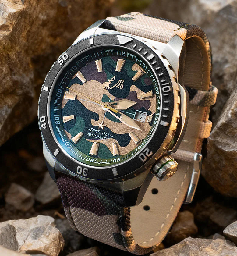 Seagull Dongfeng Series Camouflage Tactical Watch 45mm is ready for combat around the clock.