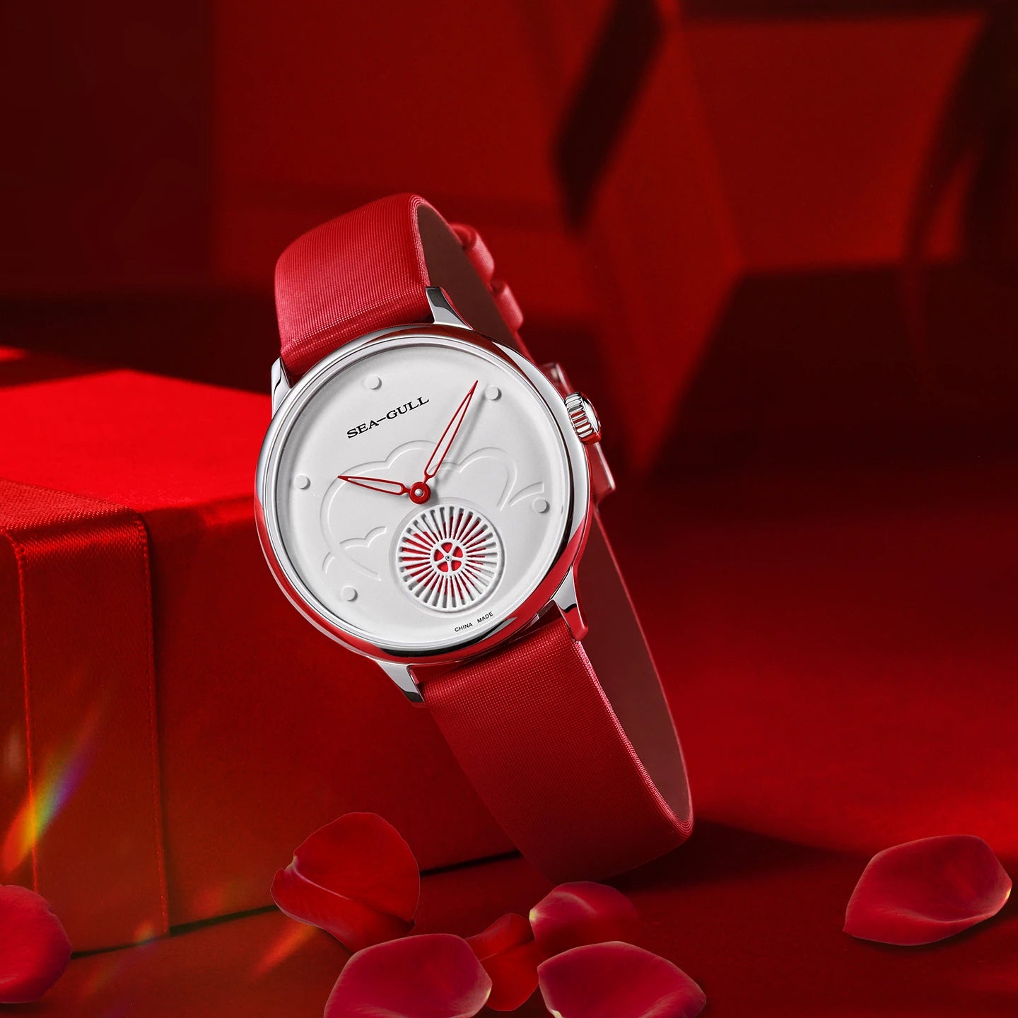 Seagull Heartbeat Elegant Ladies Dress Watch 34mm 813.96.6130L, display sapphire crystal case back, gift package, pefect Valentine's Day gift for lovers