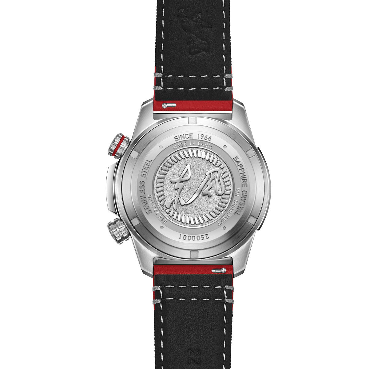 Seagull Dongfeng Series Carbon Fiber Dial Tactical Watch 44mm, closed case back, quick release leather/NATO watch strap