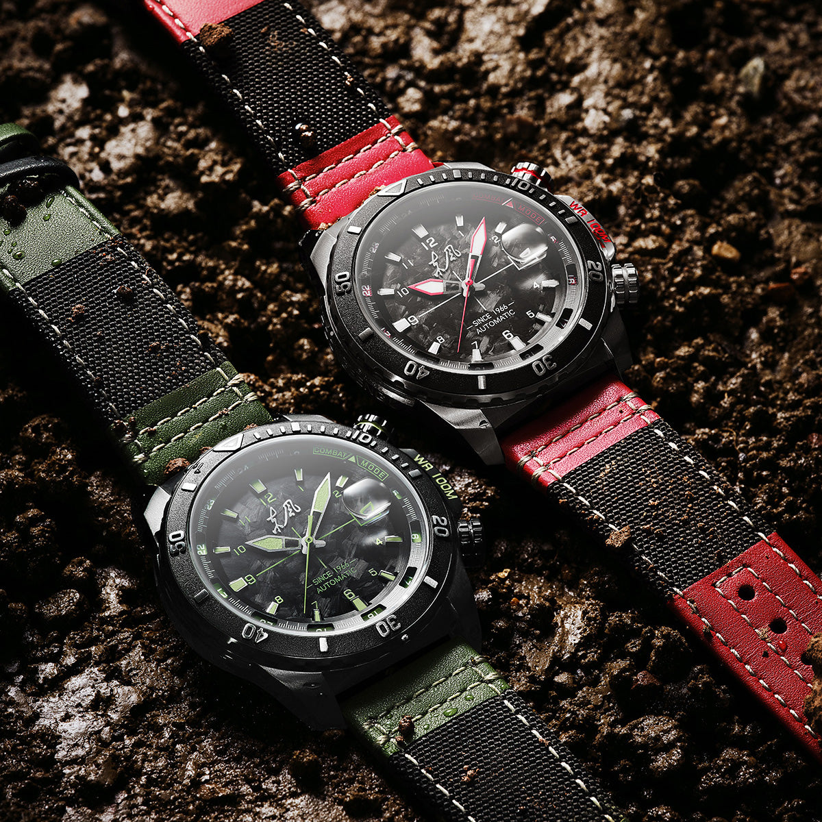 Seagull Dongfeng Series Carbon Fiber Dial Tactical Watch 44mm military styles automatic mechanical wach, two variants available