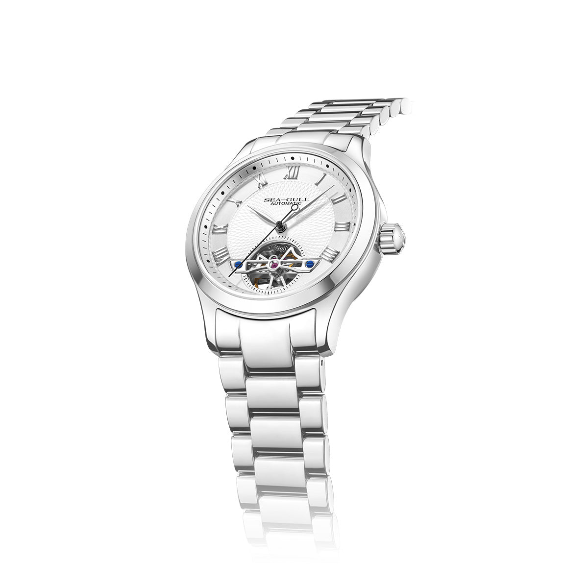 Montre automatique 39mm cadran guilloché à volant d'inertie ouvert (Open Heart)