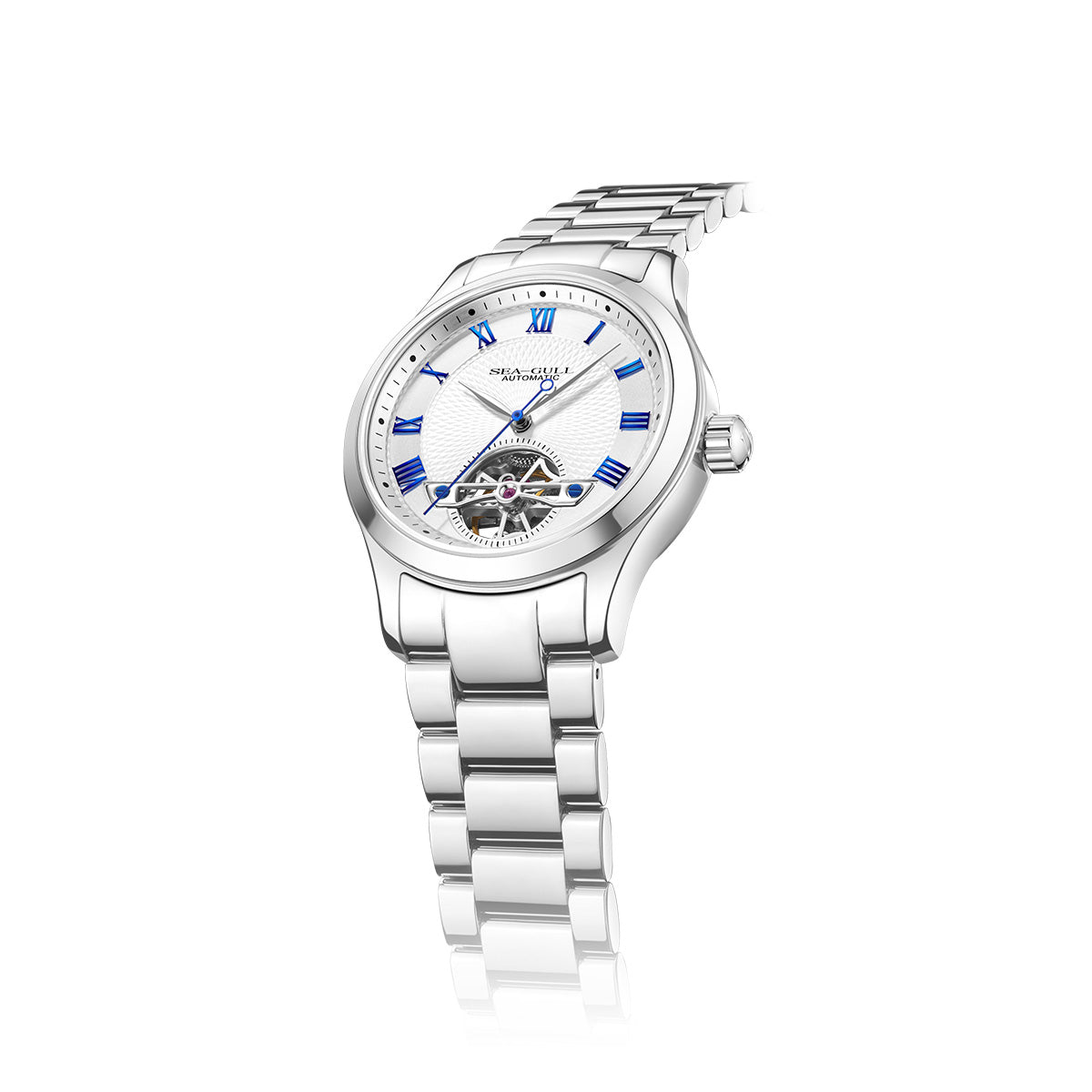 Montre automatique 39mm cadran guilloché à volant d'inertie ouvert (Open Heart)