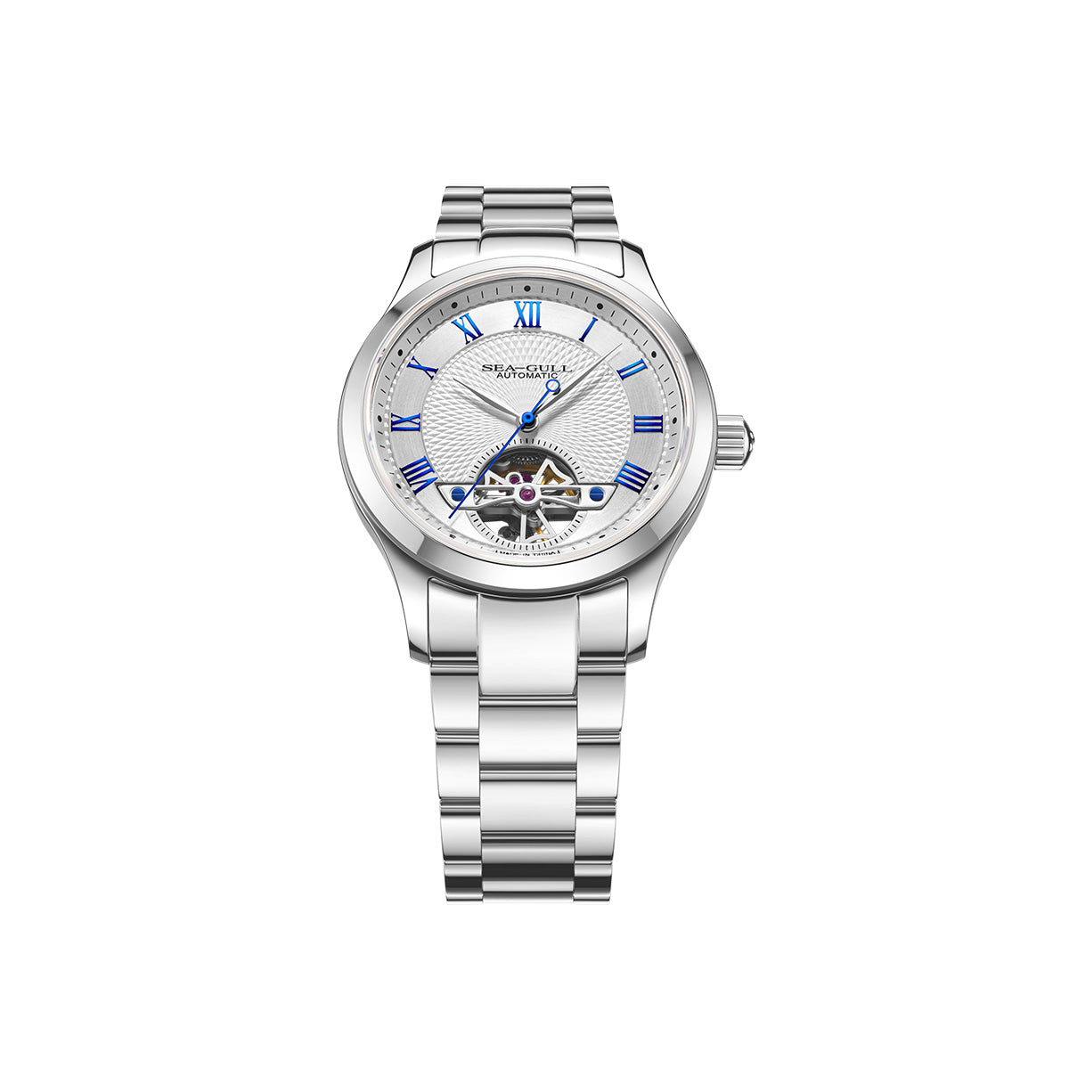 Montre automatique 39mm cadran guilloché à volant d'inertie ouvert (Open Heart)