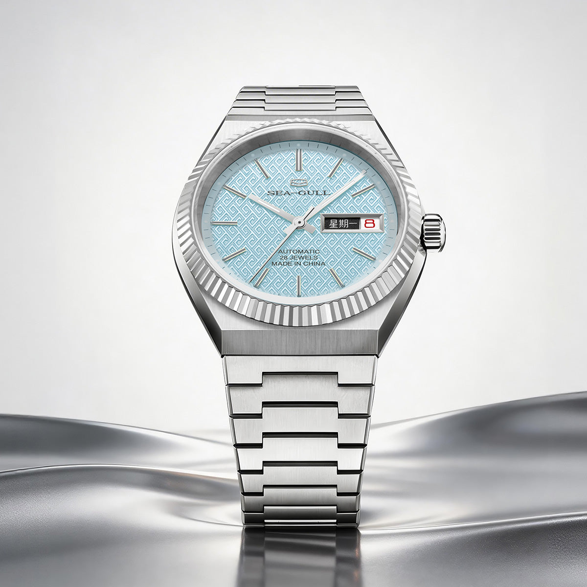 Ancient Cloud Motif Dial Date-day Calender Reissue Automatic Dress Watch 38mm