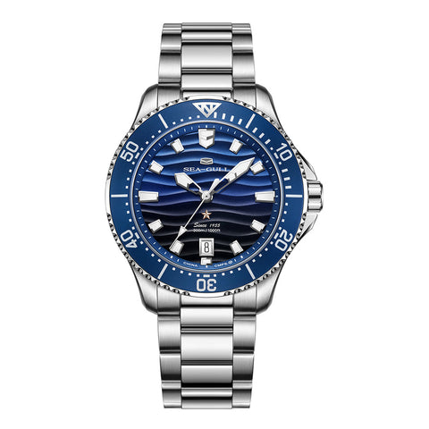 Ocean Series Pro 300m Waterproof Gradient Wave-textured Dial Diving Watch 41mm - Blue