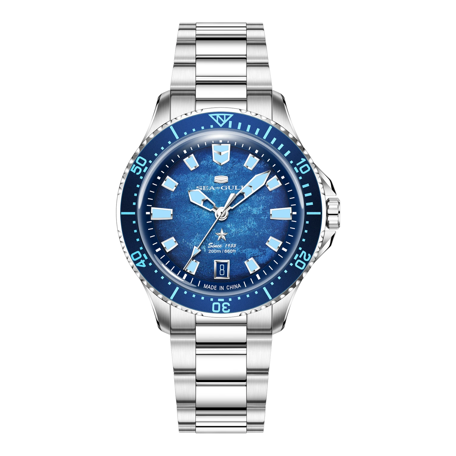 Ocean Series 200m Metallic Gradient Dial Calendar Dive Watch 39mm