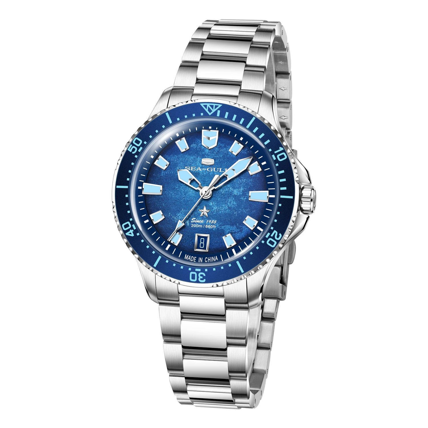 Ocean Series 200m Metallic Gradient Dial Calendar Dive Watch 39mm
