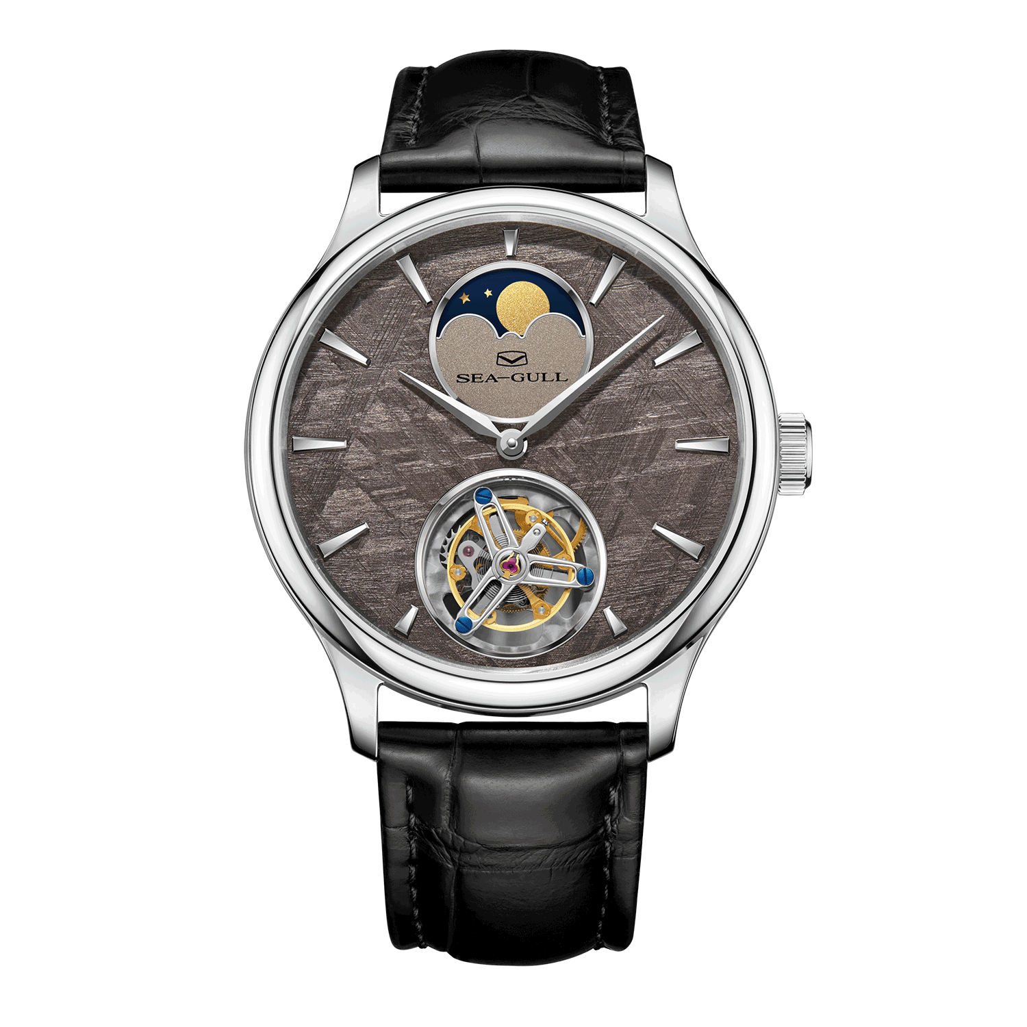 Meteorite Dial Moon Phase Tourbillon Watch 42mm