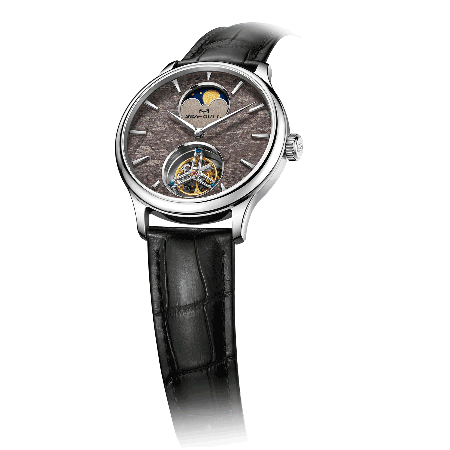 Meteorite Dial Moon Phase Tourbillon Watch 42mm