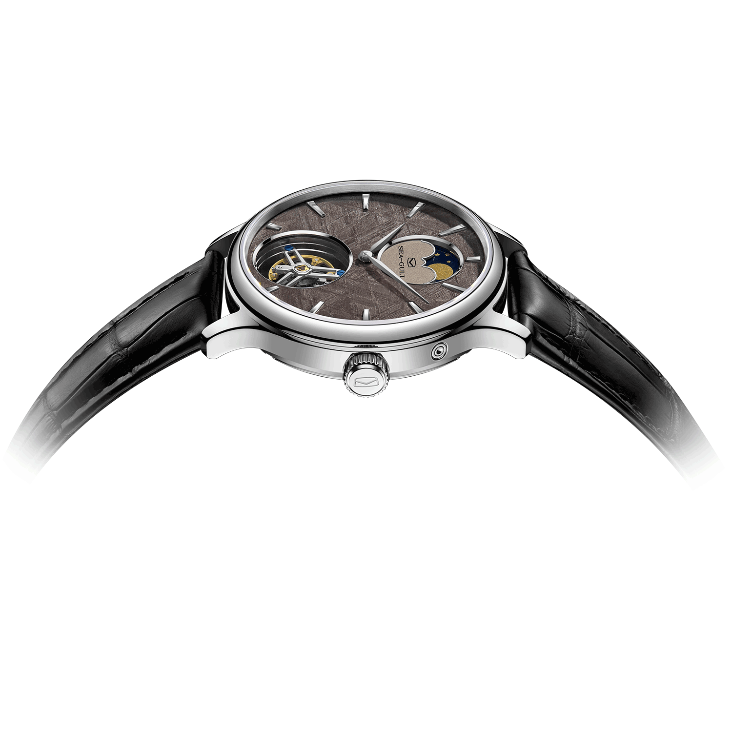 Meteorite Dial Moon Phase Tourbillon Watch 42mm
