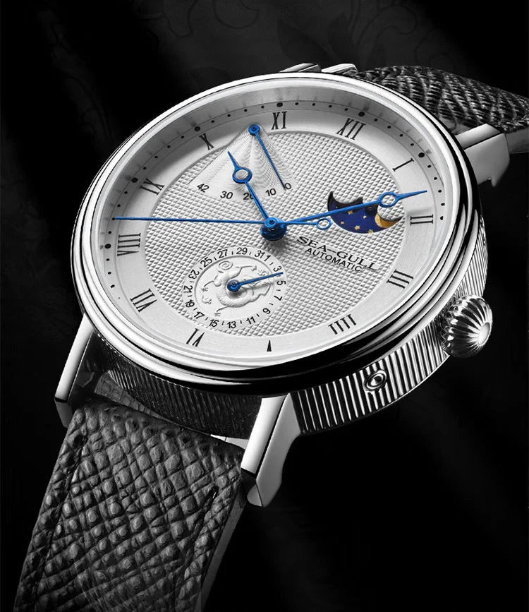 Seagull Moon Phase Calendar Business Men's Mechanical Watch 6092B