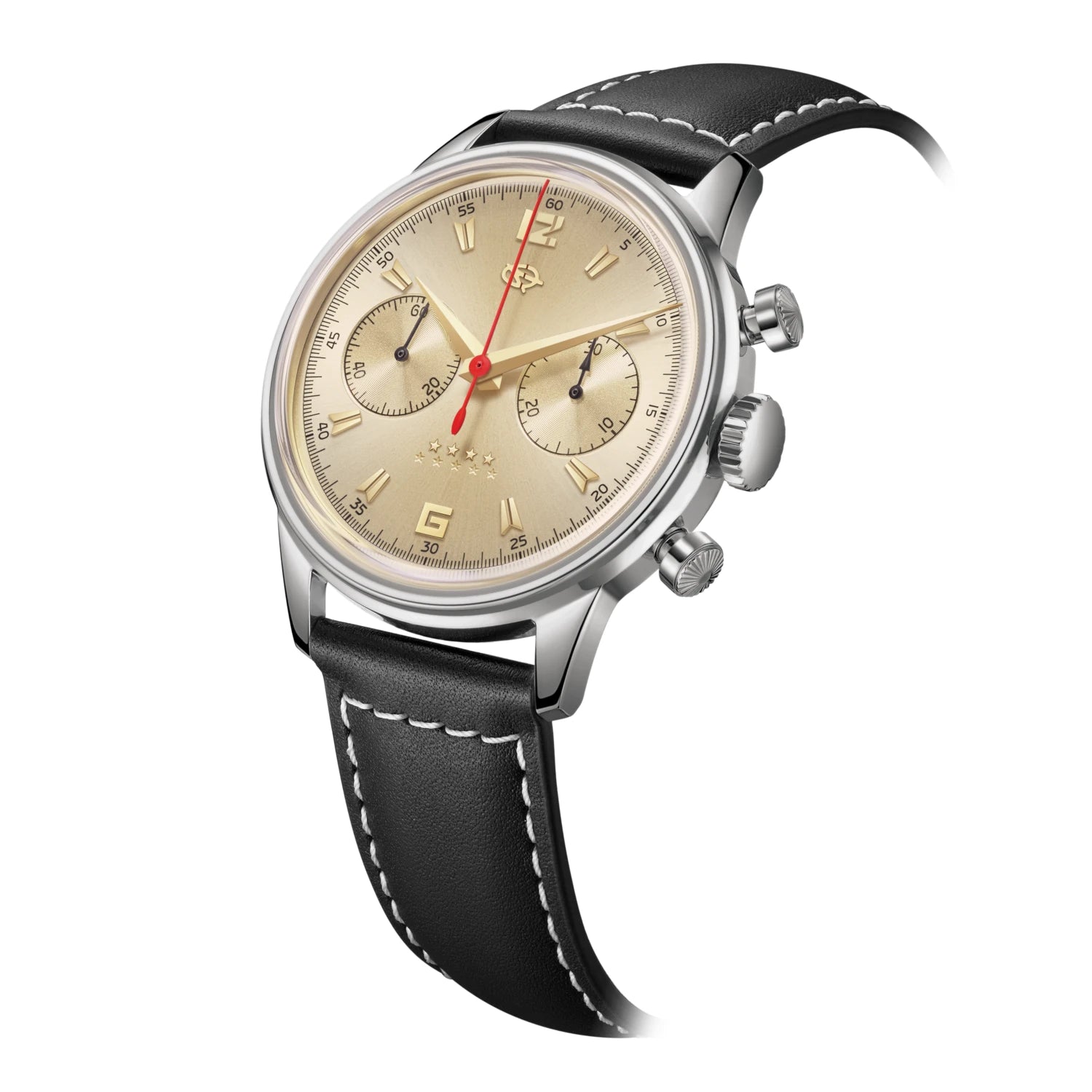 Seagull 1963 Series Reissue D304 Chronograph Watch Transparent Caseback 40mm