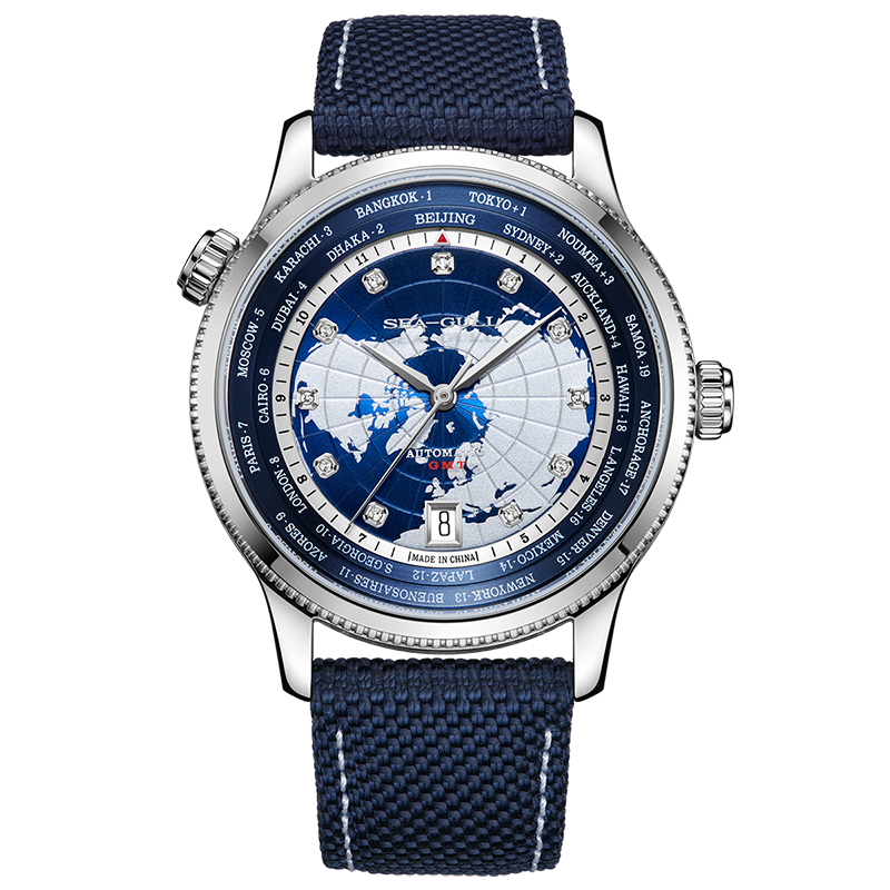 Seagull GMT World Time Business Watch Dual Time Zone Calendar 41mm