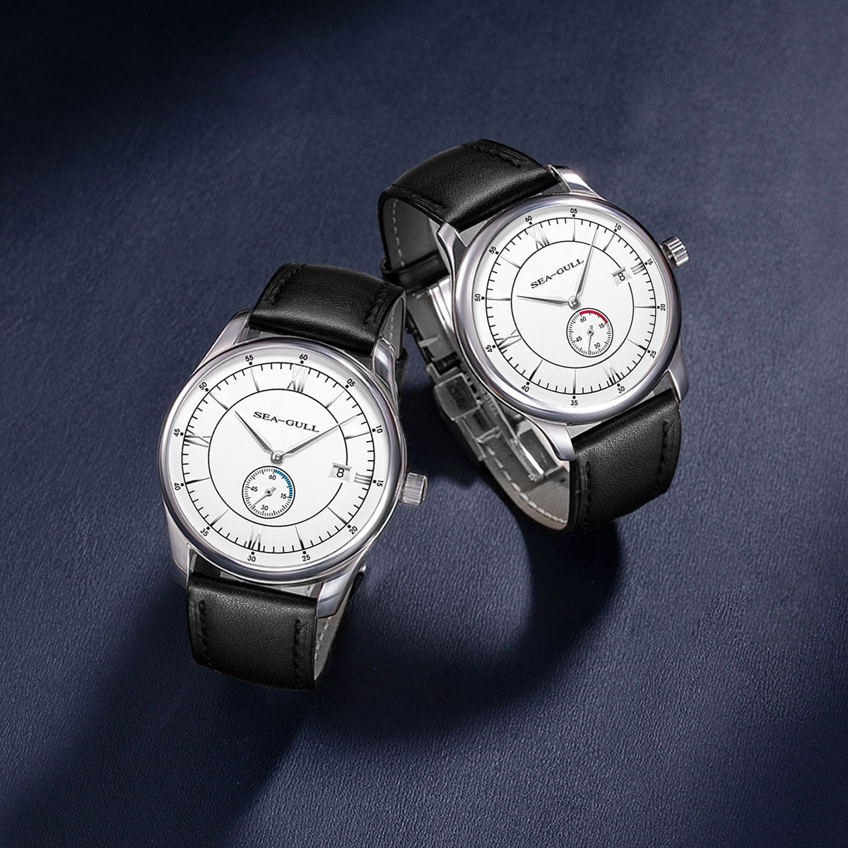 Seagull Small Second Sub Dial Calendar Dress Watch Men's Mechanical Watch 1086 White/Blue