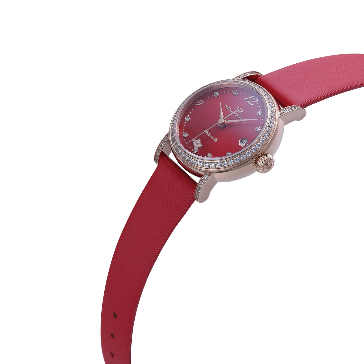 Seagull Year Of Horse Special Edition Diamond Set Lady Dress Watch 27mm crown details