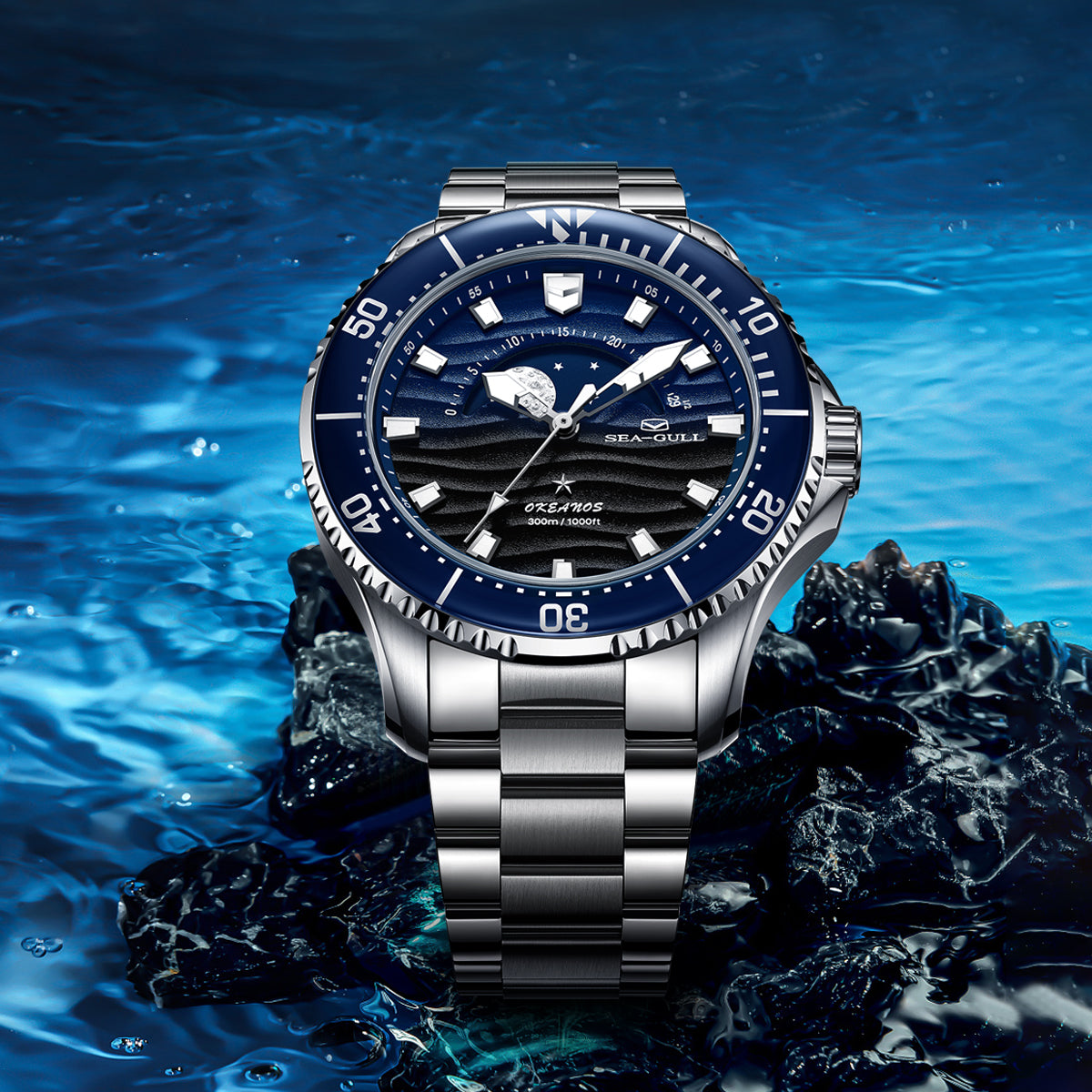 ساعة غوص Ocean Series Moon Phase مقاس 43.5 مم